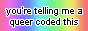 button "you´re telling me a queer coded this"